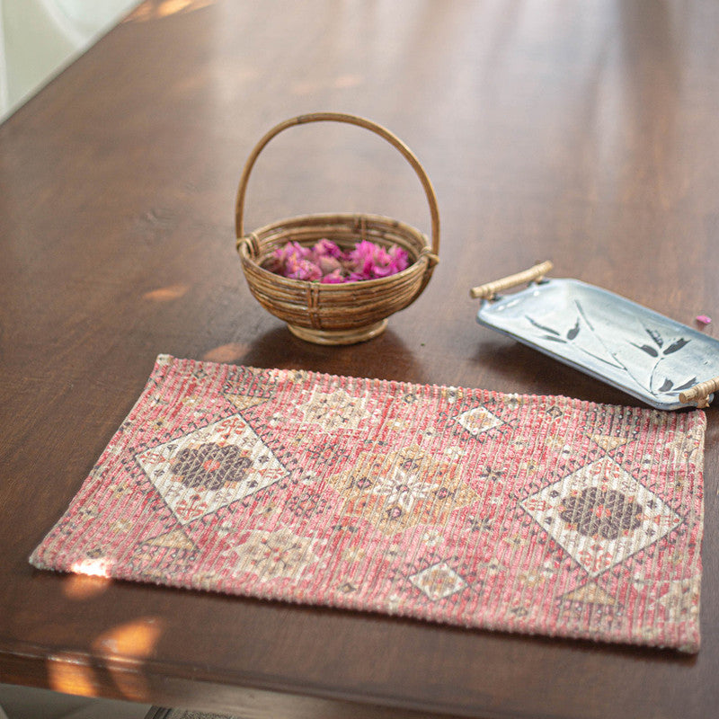 Cotton Table Mats | Placemats | Pink & Beige