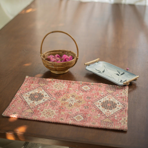 Cotton Table Mats | Placemats | Pink & Beige