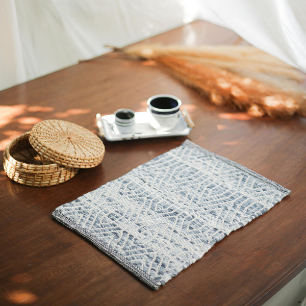 Cotton Table Mats | Placemats | Green & White