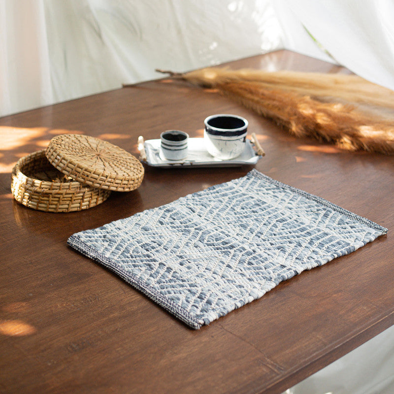 Cotton Table Mats | Placemats | Green & White