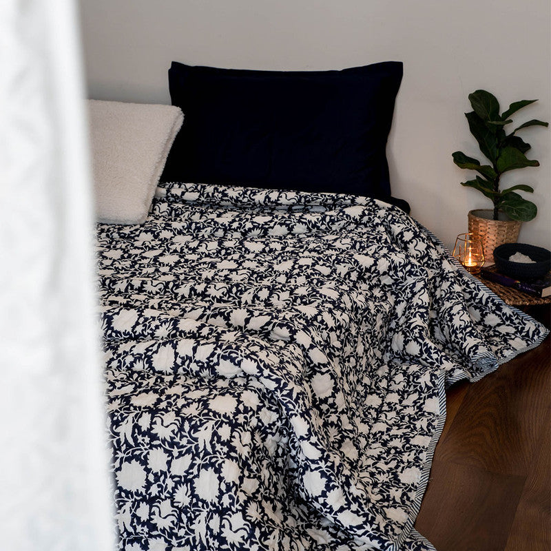 Cotton Quilt | Block Printed | Blue