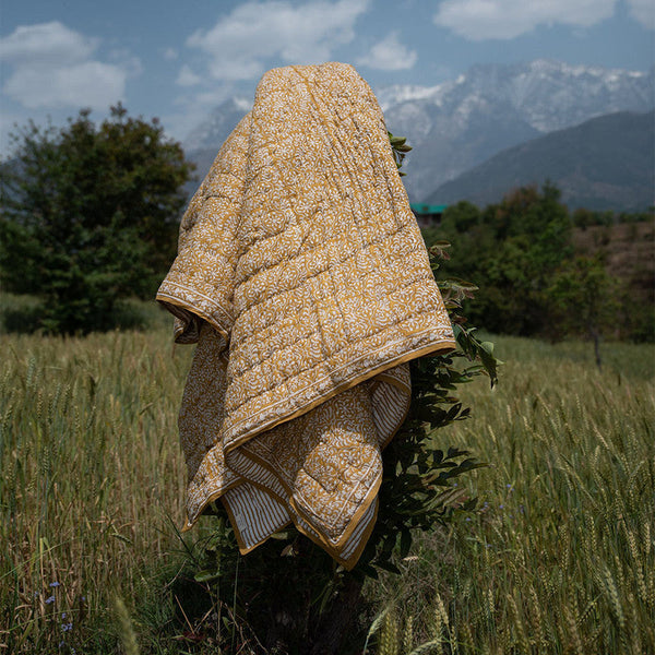 Cotton Quilt | Zaal Block Printed Pure Cotton | Brown