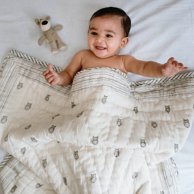 Pure Cotton Baby Cozy Quilt | Owl | 0-4 Y