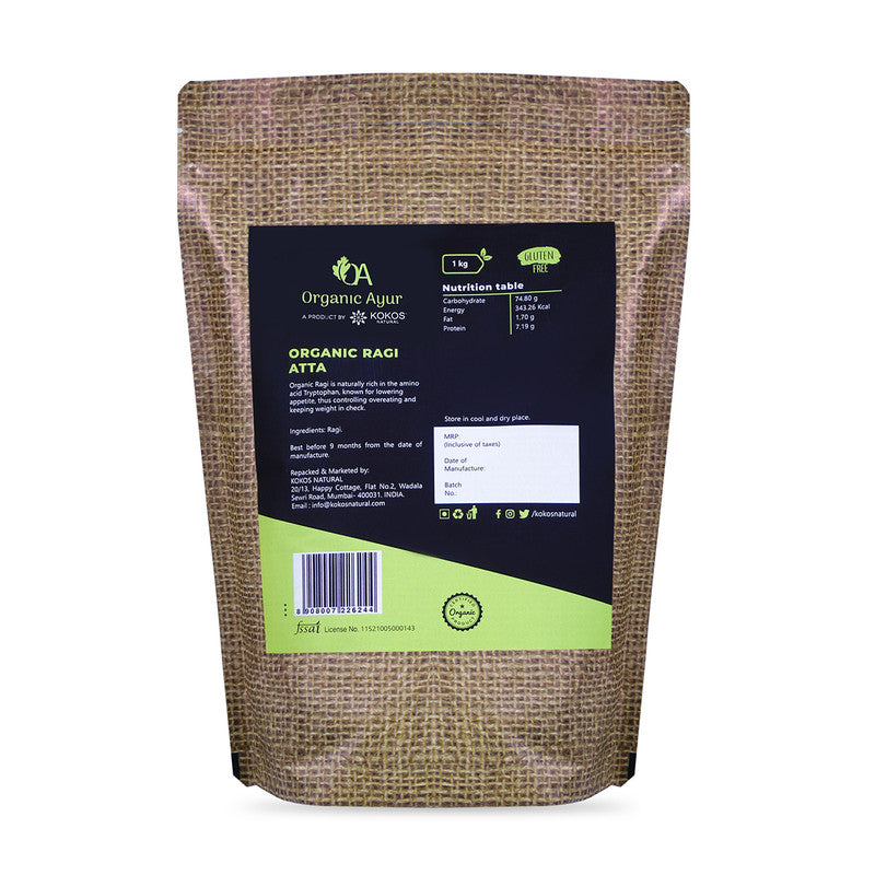 Organic | Finger Millet | Ragi Atta | Gluten Free | 1 kg.