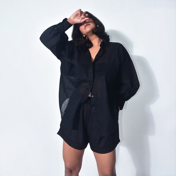 Cotton Oversized Shirt | Black