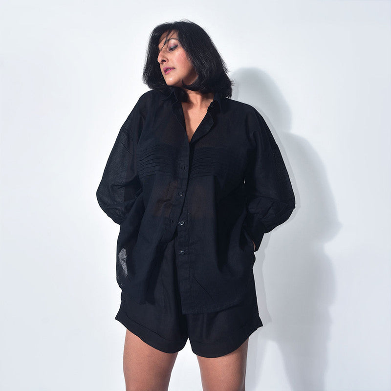 Cotton Oversized Shirt | Black