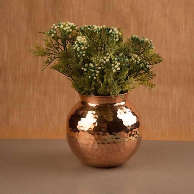 Copper Vase | Round | Hammered Design | One Vase | 5 inches