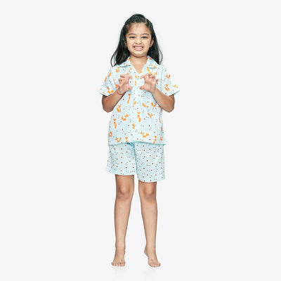 100% Cotton Kids Shirt & Shorts Set | Blue Fox