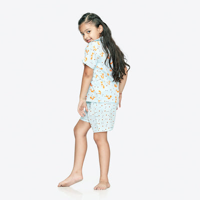 100% Cotton Kids Shirt & Shorts Set | Blue Fox