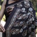 Modal Silk Saree | Ajrakh Saree | Black