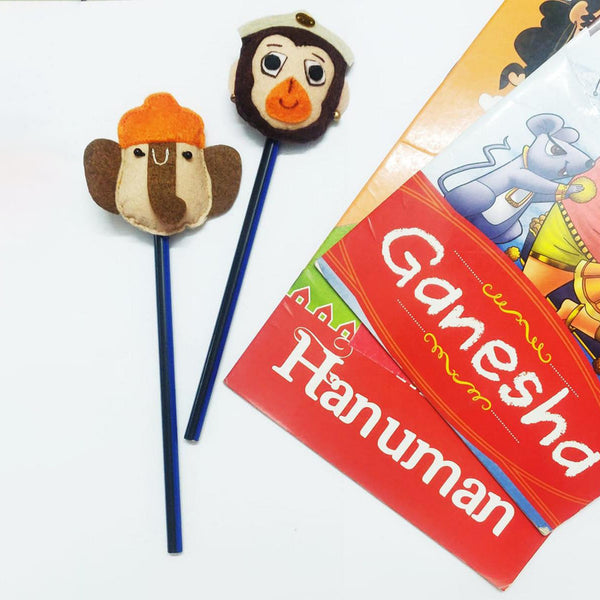 Upcycled Pencil Topper | Ganesha & Hanuman