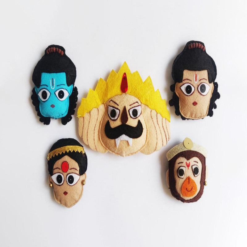 Upcycled Felt Pencil Toppers | Fridge Magnets | Ramayana Characters | Pack of 5