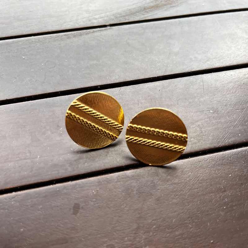 Brass Coin Studs | 18K Gold Plated