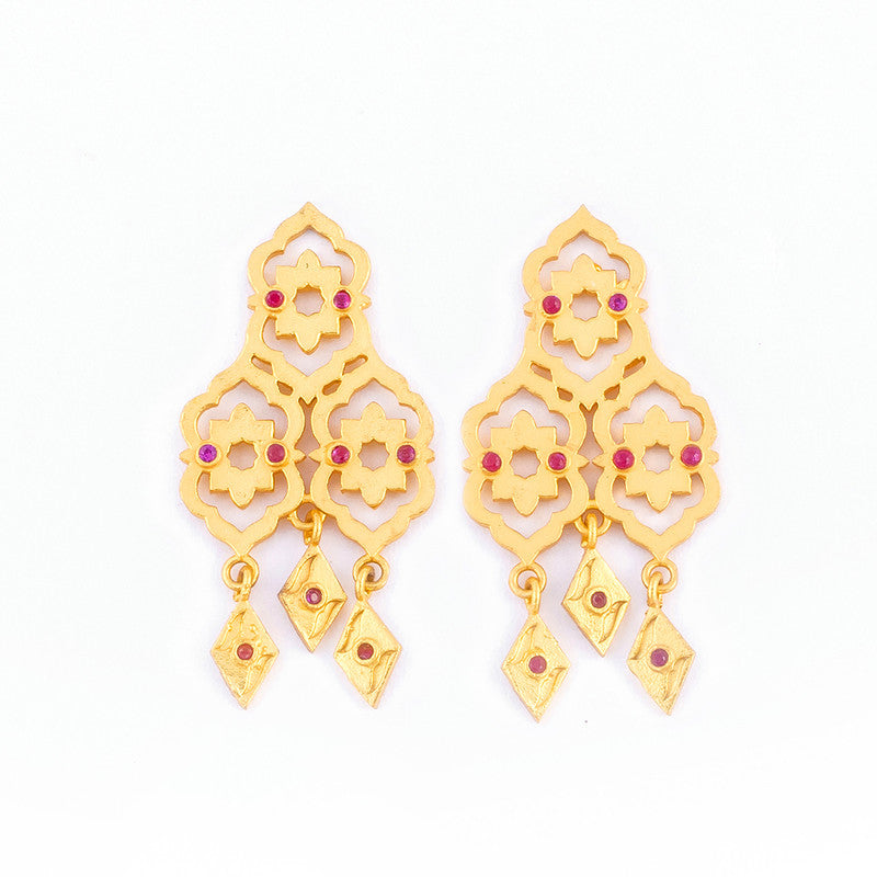 Brass Drop Earrings | Matang | 18K Gold Plated