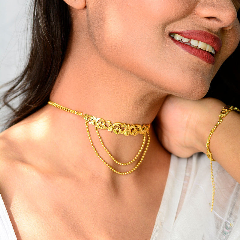 Brass Choker Necklace | Alice | 18k Gold Plated