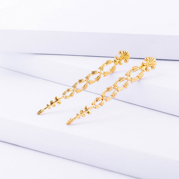 Brass Dangler Earrings | Saanvi | 18k Gold Plated