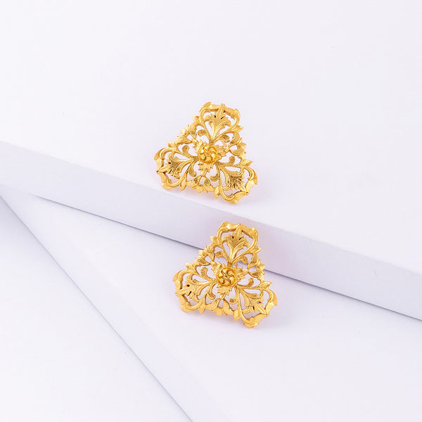 Brass Stud Earrings | Ameena | 18k Gold Plated