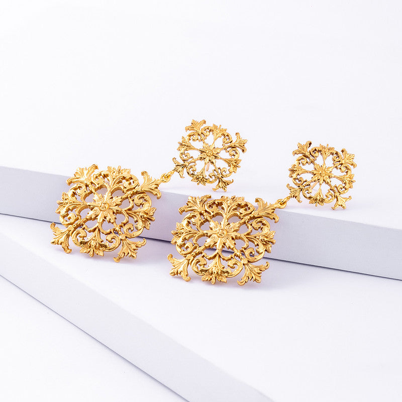 Brass Dangler Earrings | Bageecha | 18k Gold Plated
