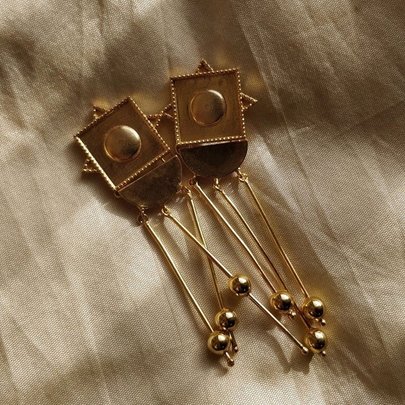 Brass Earrings | Metal Ball Hangings | Gold Finish