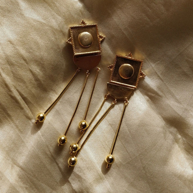 Brass Earrings | Metal Ball Hangings | Gold Finish