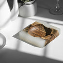 Acacia Wooden Ash Tray | White | 4.5 x 4.5 x 1.5 inches.