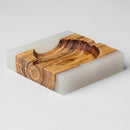 Acacia Wooden Ash Tray | White | 4.5 x 4.5 x 1.5 inches.