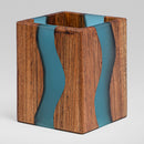 Acacia Wood Cutlery Holder | Blue