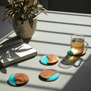 Wooden Coasters | Acacia Wood | Set of 4 | Blue