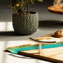 Wooden Serving Tray | Acacia Wood | Blue | 18x12 inch