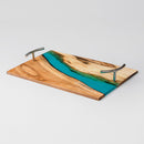 Wooden Serving Tray | Acacia Wood | Blue | 18x12 inch