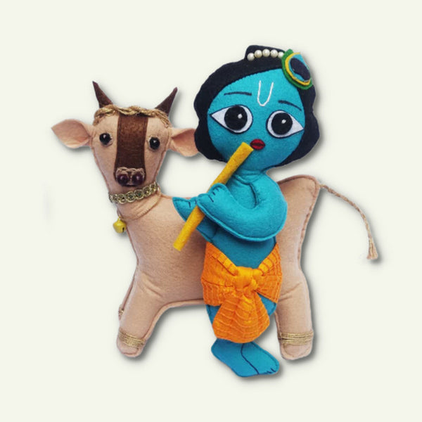 Upcycled Figurine | Lord Krishna & Kamadhenu