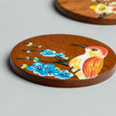 Mango Wood Hand-Painted Coasters | Set of 4 | Brown