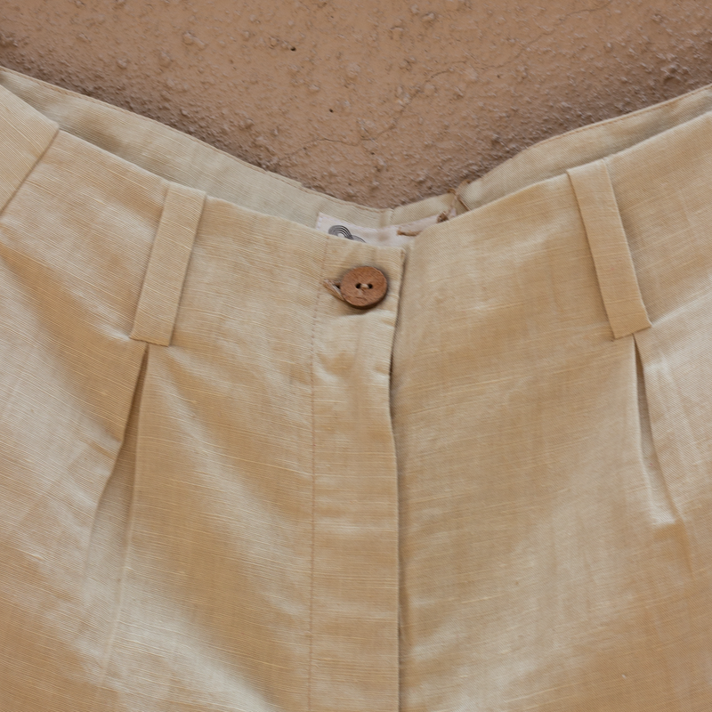 Women Shorts | Pleated Shorts | Hemp Cotton | Beige