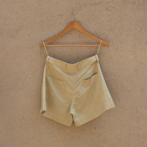 Women Shorts | Pleated Shorts | Hemp Cotton | Beige