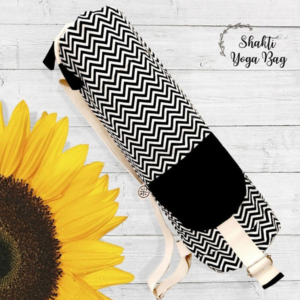 Cotton Yoga Mat Bag | Black & White.