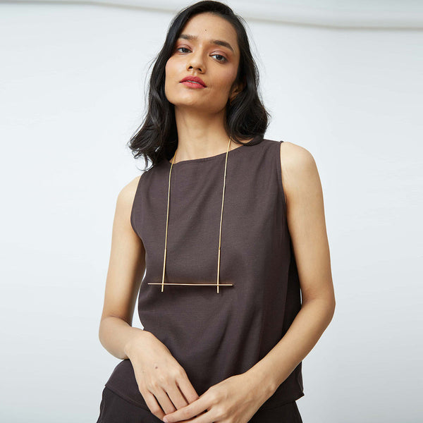 Organic Cotton Sleeveless Top | Brown