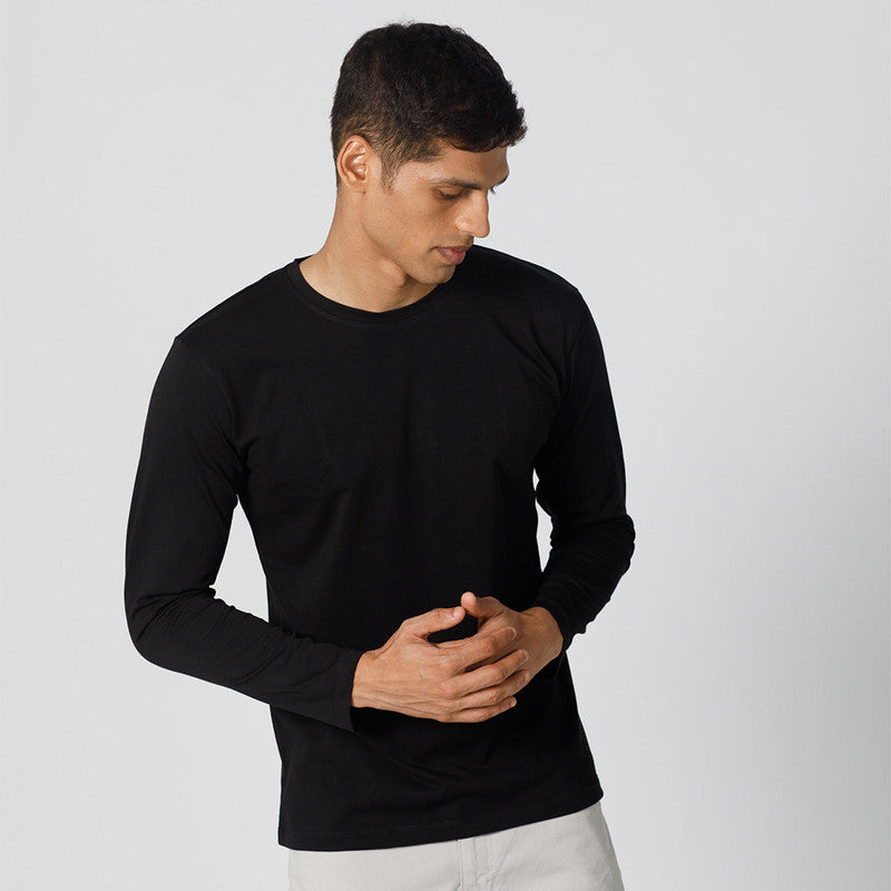 Cotton Full Sleeve T-Shirt | Carbon Black