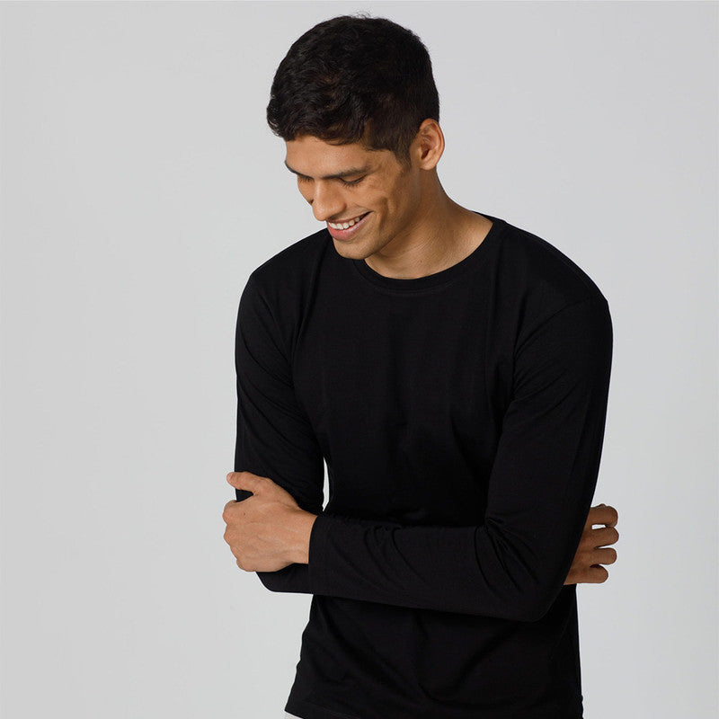 Cotton Full Sleeve T-Shirt | Carbon Black