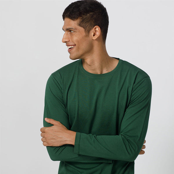 Pima Cotton Full Sleeve T-Shirt | Pine Green