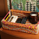 Jute & Metal Tray | Upcycled Textile | Multicolour