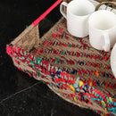 Jute & Metal Tray | Upcycled Textile | Multicolour