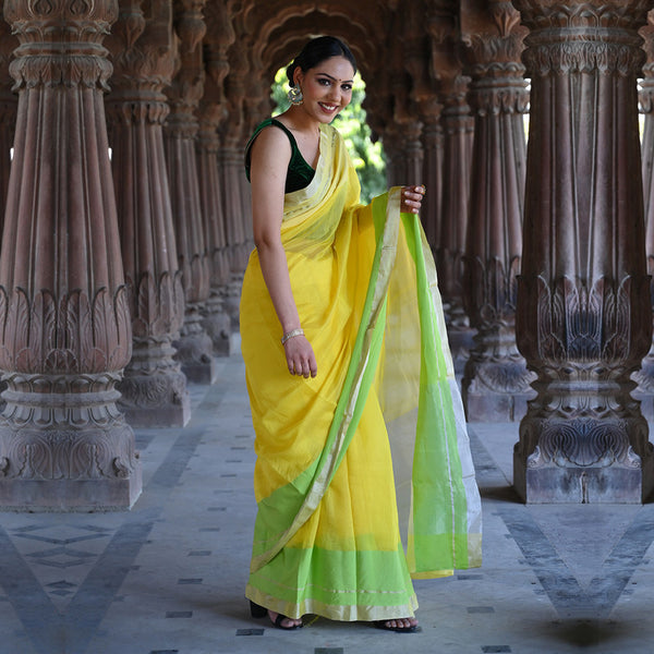 Festive Wear For Women | Chanderi Silk Saree | Yellow