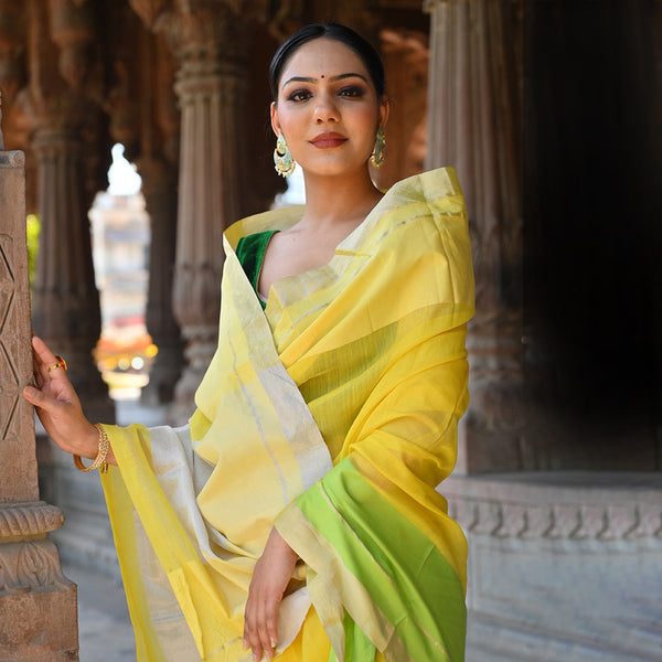 Festive Wear For Women | Chanderi Silk Saree | Yellow