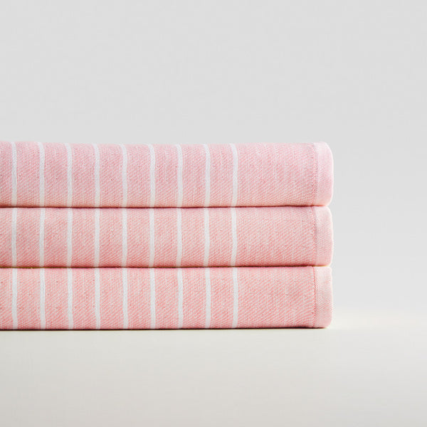 Cotton Bath Towel | Ultra-Soft | Peach Stripes | 70 x 140 cm