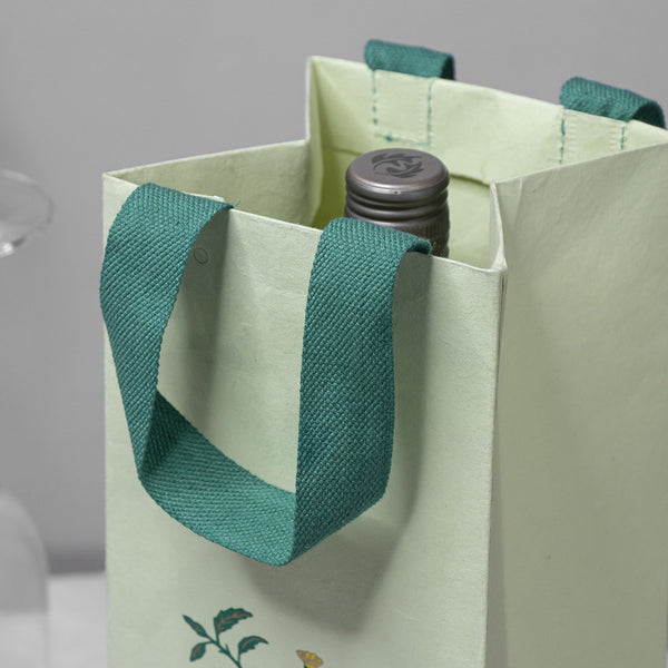 Handmade Cotton Paper Carry Bag | Light Green | Set of 5