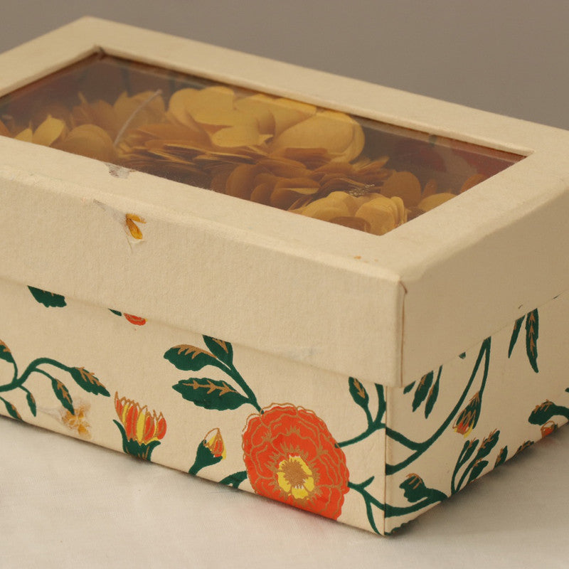 Handmade Cotton Paper Flower Bouquet Box | Mustard