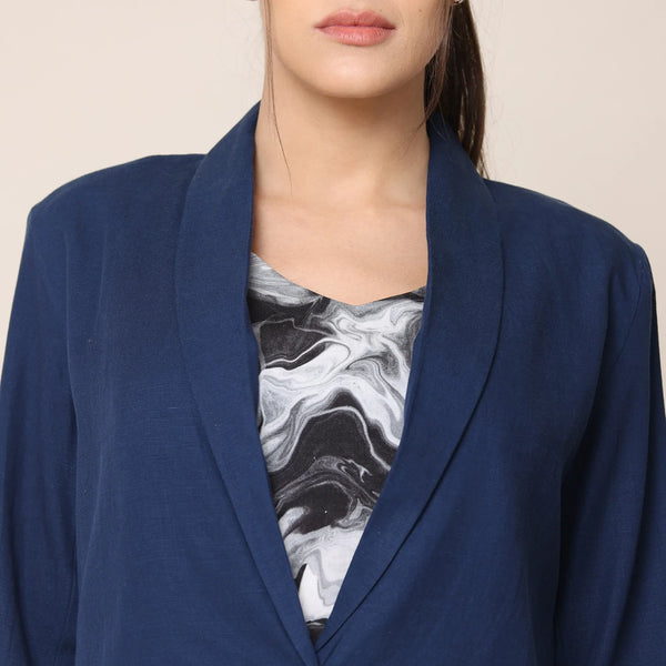 Cotton Tencel Blazer | Navy