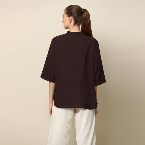 Organic Cotton Kimono Top | Coffee