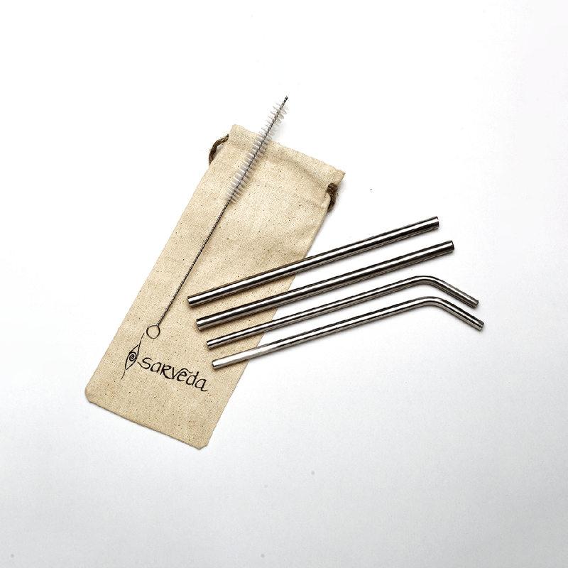 Stainless Steel Straw with Straw Cleaner | Reusable | Set of 4