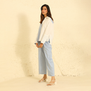 Co Ord Set for Women | Cotton Linen Shirt & Pant | Blue & White